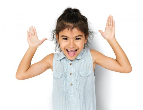 Little Girl with Smiling Face Expression Studio Portrait - 7096