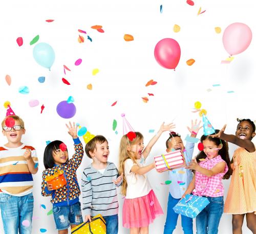 Group of diverse kids enjoying a party - 7111