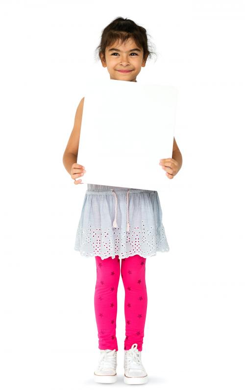 Happiness little girl smiling holding blank placard - 6358