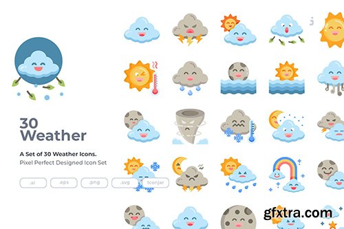 30 Weather Icons - Flat