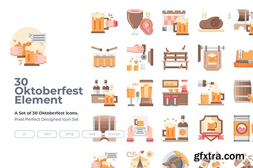 30 Oktoberfest Icons - Flat