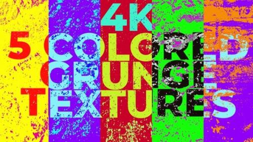 Videohive - 5 Colored Grunge Textures 4k