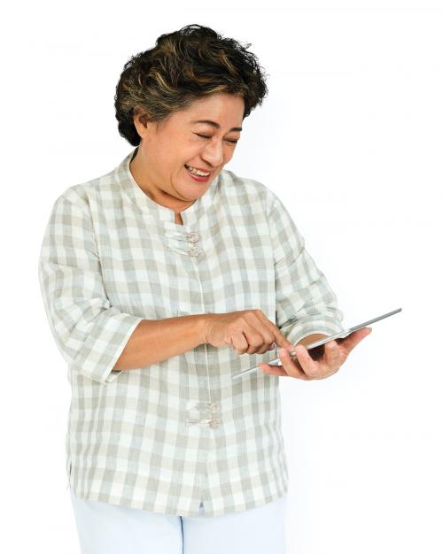 Mature Woman Holding Tablet Concept - 6724