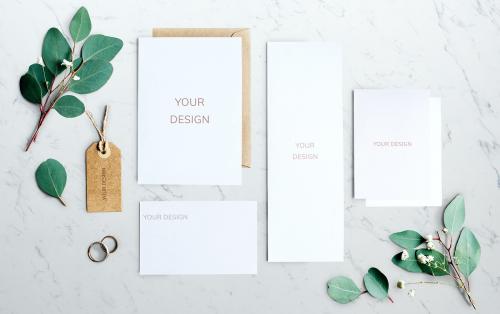 Flatlay of an empty wedding invitation cards - 5887