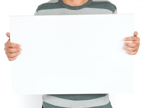 Man Holding Banner Placard Copy Space Blank - 5893