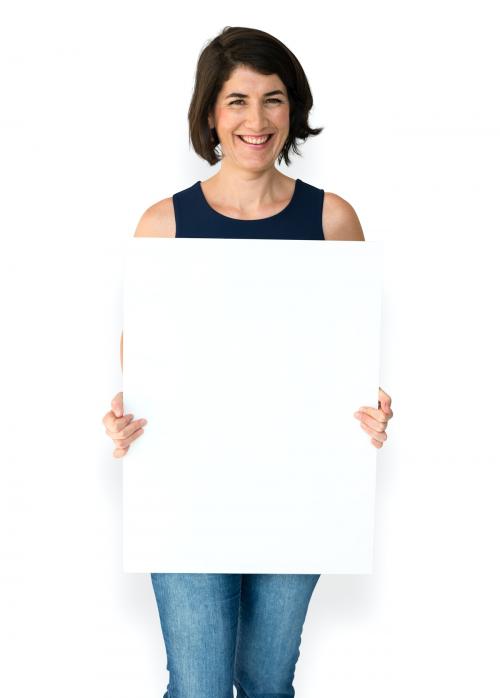 Woman Hands Hold Show Blank Paper Board - 5976