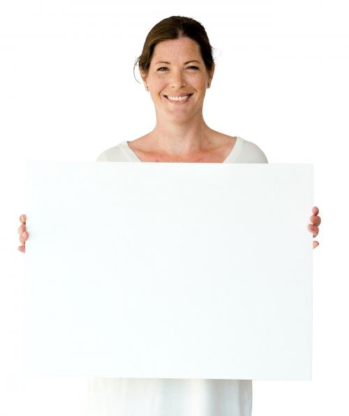 Woman Hands Hold Show Blank Paper Board - 6104