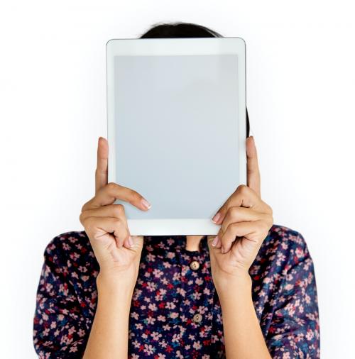 Person Holding Tablet Face Concept - 6107