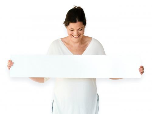 Woman Hands Hold Show Blank Box Banner - 6116