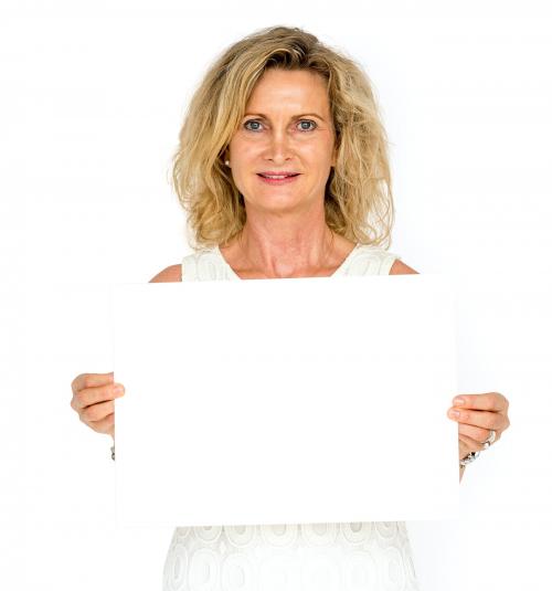 Woman Hold Blank Paper Board Copy Space - 6132