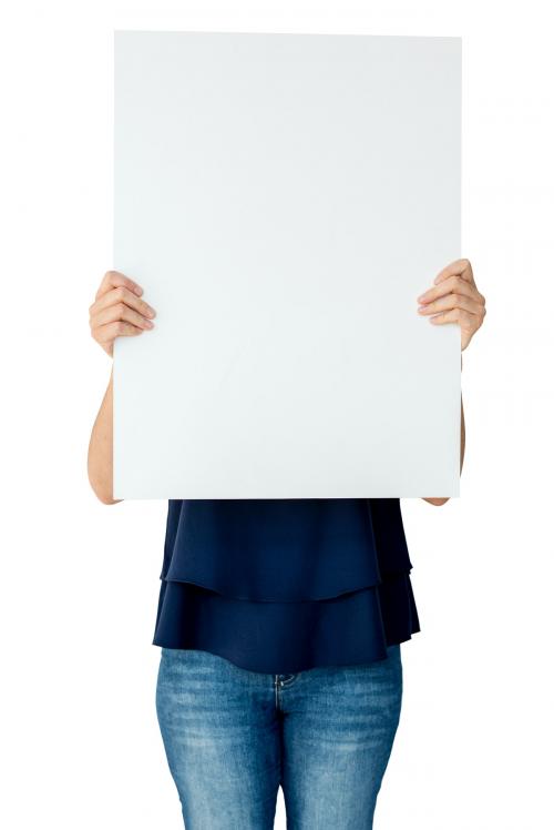 Woman Hands Hold Show Blank Paper Board - 6151