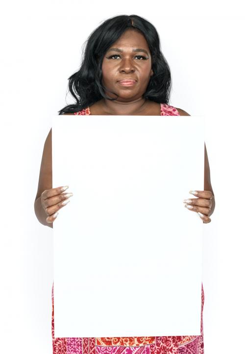 African Descent Woman Holding Blank Paper - 6170