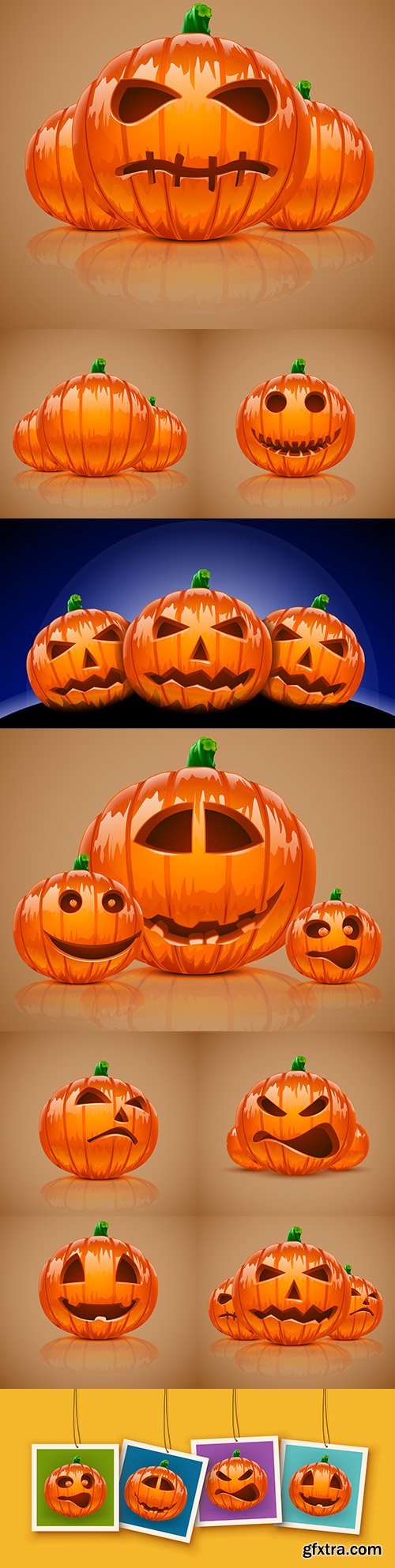 Halloween orange Pumpkin cartoon emotions illustration
