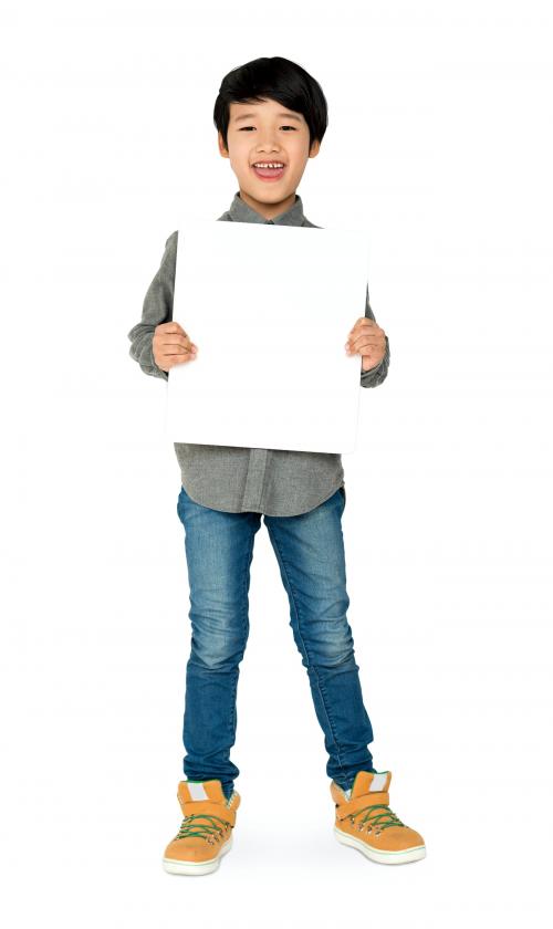 Happiness little boy smiling holding blank placard - 6221