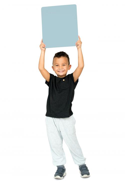 Happiness little boy smiling holding blank placard - 6242