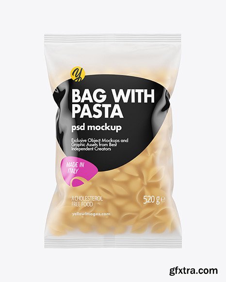 Frosted Plastic Bag With Conchiglie Pasta mockup 63879