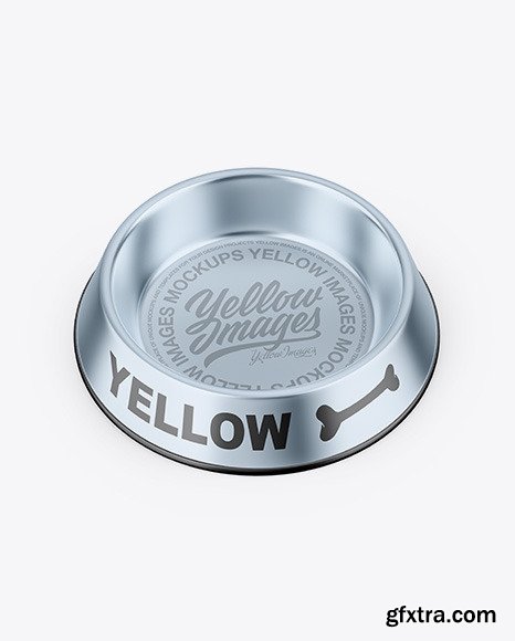 Metallic Pet Feeding Bowl Mockup 63930