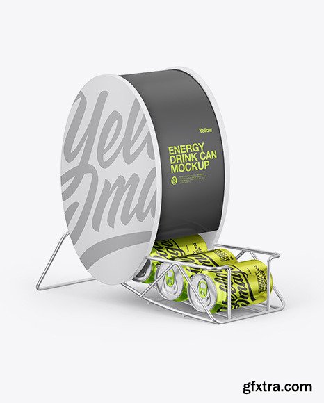 Dispenser w/ Glossy Metallic Cans Mockup 63918