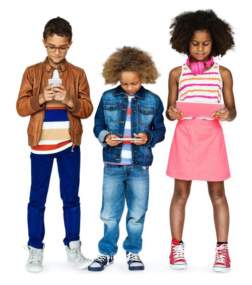 Kids playing on mobile devices - 4961