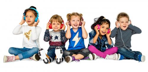 Children Smiling Happiness Music Headphones Leisure - 4965