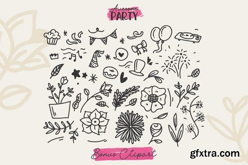 Awesome Party Font Duo with Doodles