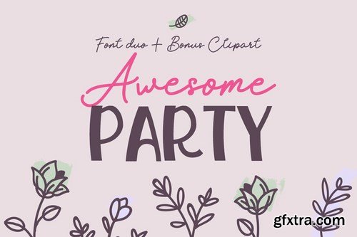 Awesome Party Font Duo with Doodles