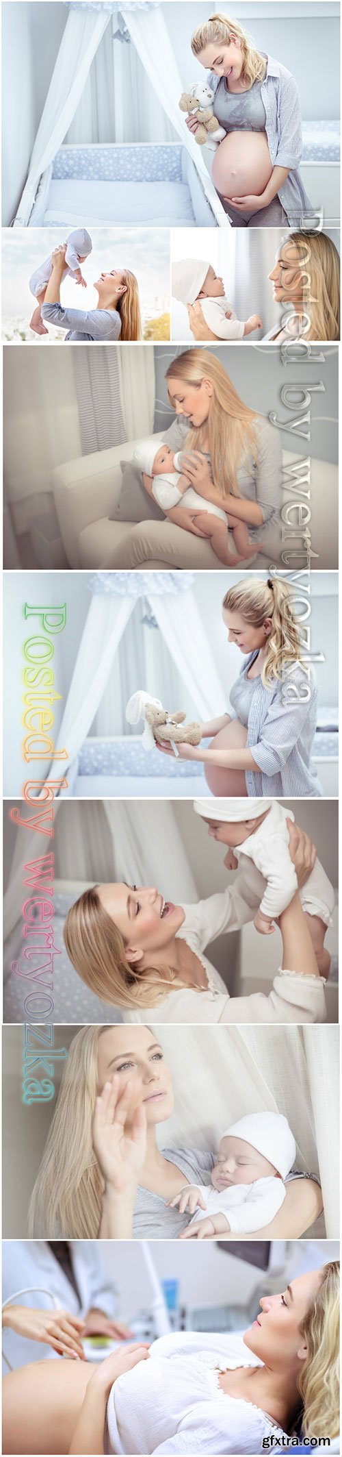 Happy mother with baby beautiful stock photo