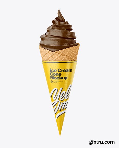 Ice Cream Cone with Waffle Mockup 64044