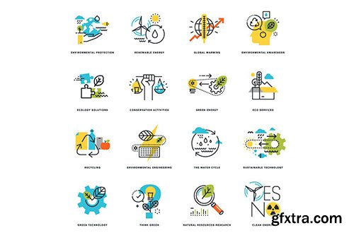 Set of Flat Line Design Icons