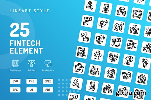 Fintech Element Line Icons