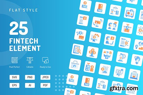 Fintech Element Flat Icons