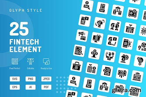 Fintech Element Glyph Icons