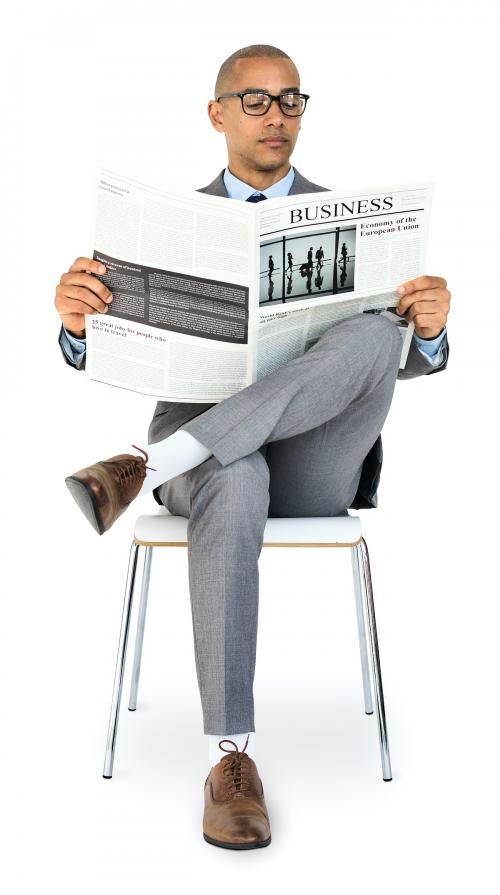 African Descent Business Man Reading Newspaper - 4704
