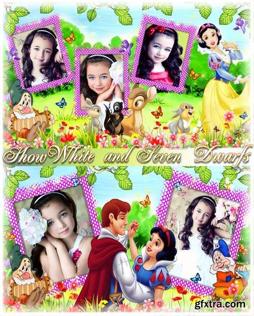 Children's photo album with fairy-tale characters Snow White and the Seven Dwarfs