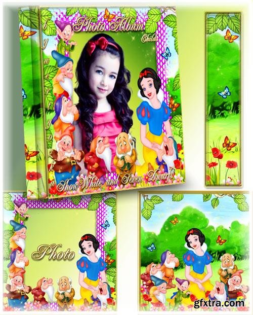 Children's photo album with fairy-tale characters Snow White and the Seven Dwarfs