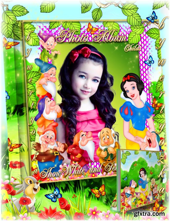 Children's photo album with fairy-tale characters Snow White and the Seven Dwarfs