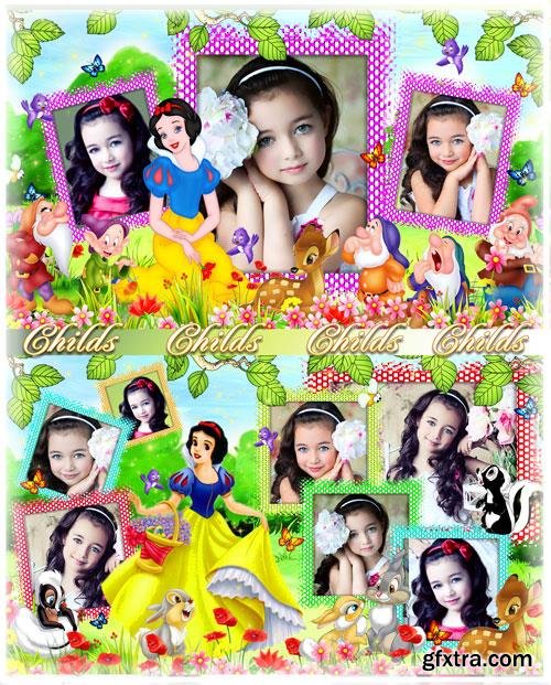 Children's photo album with fairy-tale characters Snow White and the Seven Dwarfs