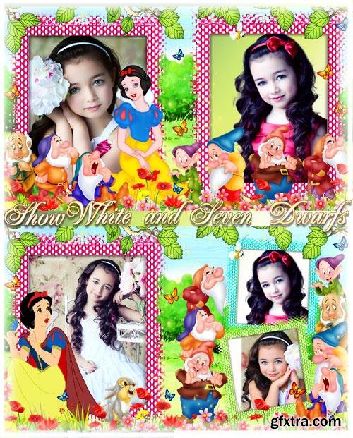 Children's photo album with fairy-tale characters Snow White and the Seven Dwarfs