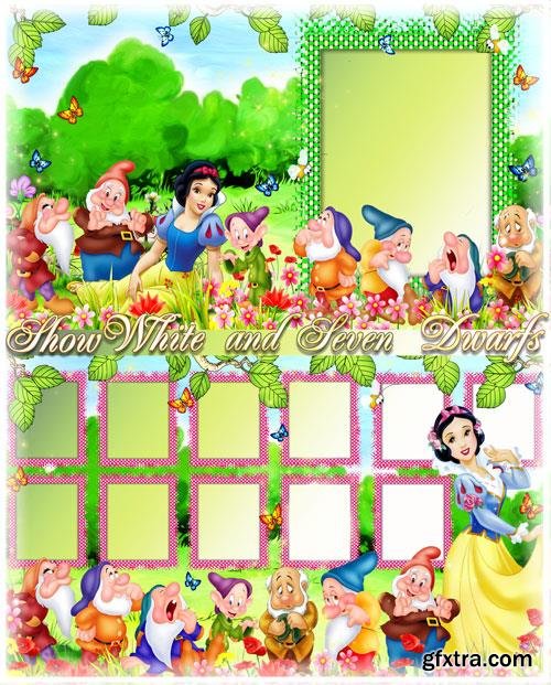 Children's photo album with fairy-tale characters Snow White and the Seven Dwarfs