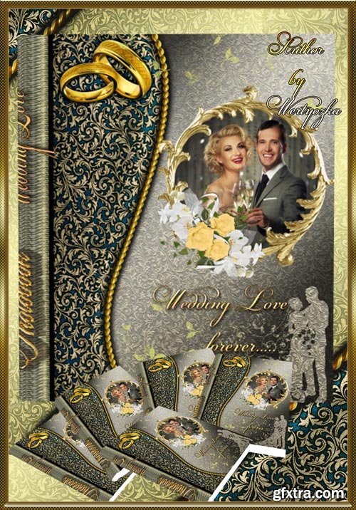 Beautiful photo album with golden design