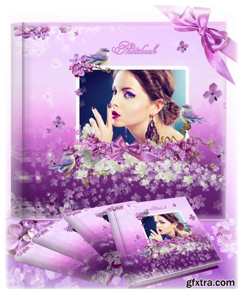 Beautiful photo album with beautiful lilac patterns design