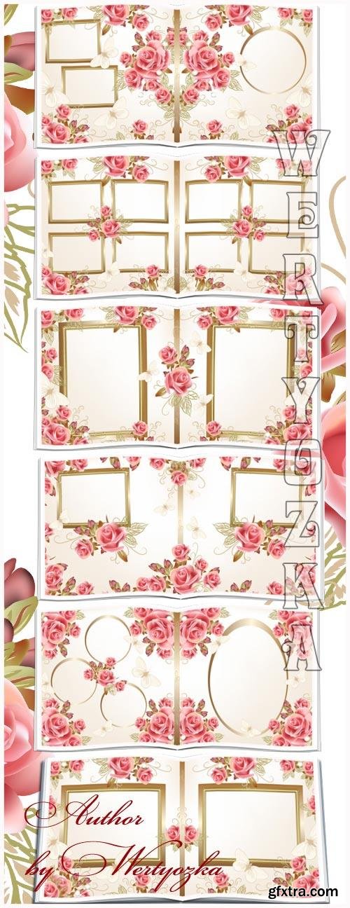 Beautiful wedding photo album with roses design