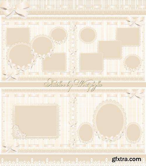 Beautiful photo album with beige delicate patterns design