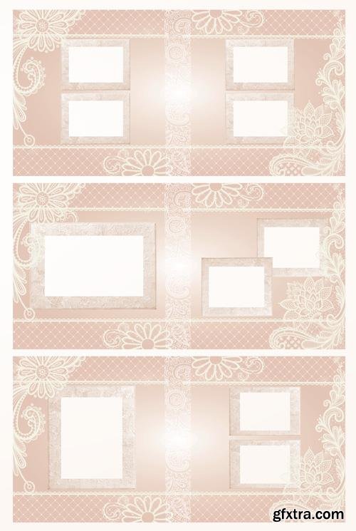 Beautiful wedding photo album with delicate patterns design