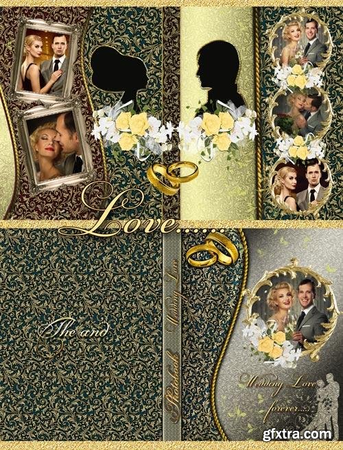 Beautiful photo album with golden design