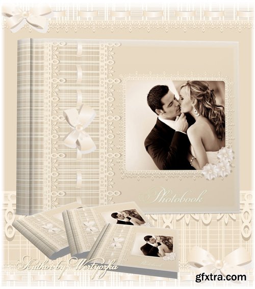 Beautiful photo album with beige delicate patterns design