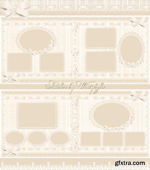 Beautiful photo album with beige delicate patterns design