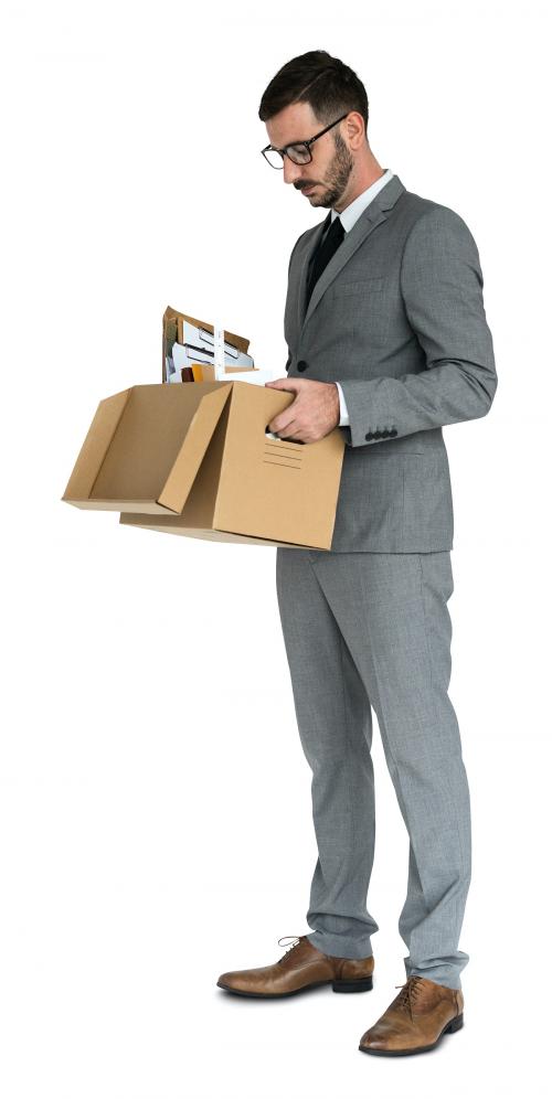 Caucasian Business Man Pack Up Retrenched - 4422