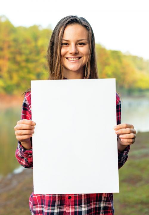 Girl Holding Blank Placard Concept - 5423