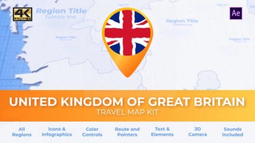 Videohive - United Kingdom of Great Britain Map - United Kingdom Travel Map